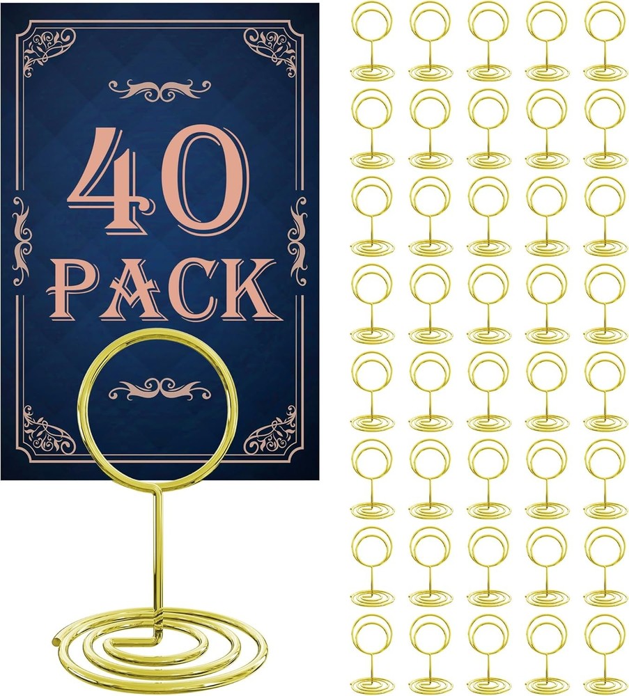 40PCS Table Number Holders, Place Cards Holder, Mini Food Labels Menu Gold