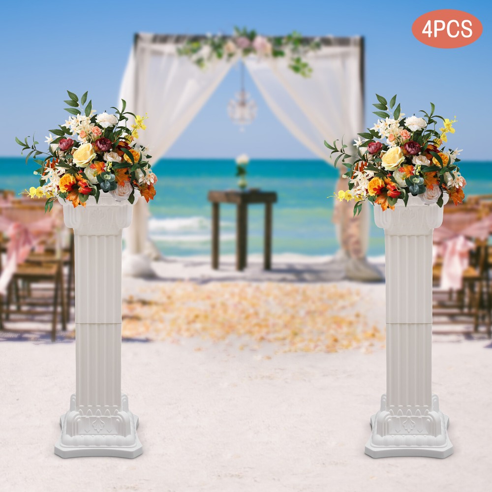 4 Pcs Wedding Roman Column Statue Artistic Landscaping Pillar Flowerpot Holder