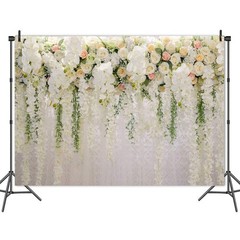 White Rose Floral Theme Photography Backdrops Bridal Shower 7×5 ft,