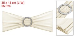 25Pcs 14″x5″ Stretch Chair Sashes Bows Chair Bands Sash with Buckle Cream