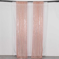 2 BLUSH 8ft x 2ft Sequined Backdrop Curtain with Rod Pockets Wedding Decorations