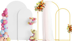 White Spandex Wedding Arch Cover Set of 2 for Parties and Events 7.2FT, 6FT