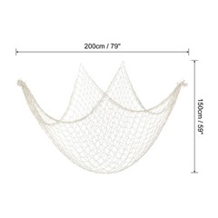 79 x 59 Inch Nature Cotton Decorative Fish Net Ocean Party, Beige