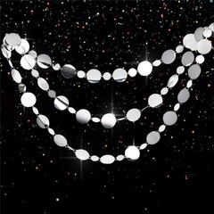39ft Mirror Silver Circle Dots Garlands for 3 Count (Pack of 1),