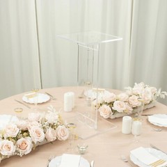 24 in Clear Acrylic Flower Display STAND Square Top and Base Party Decorations