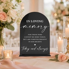 In Loving Memory Wedding Sign, Black Acrylic Memorial Table Decor, Elegant Scrip