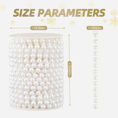 48 Feet Faux Pearl Beads Garland 8Mm Craft String Pearls for Wedding Centerpiece
