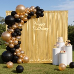 30x10FT Gold Sequin Backdrop Curtain Panels for Parties,Rich Gold Non-Sheddin…