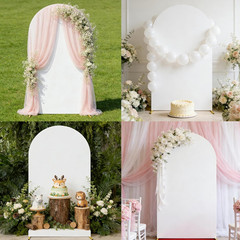 7.2FT Wedding Arch Cover Spandex Fitted Stretchy Arch Stand Covers,2-Sided round