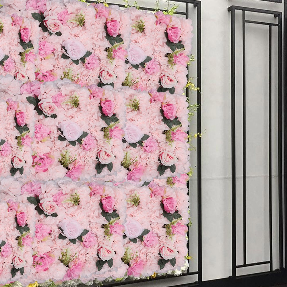 12 Pcs Flower Wall Panel 24″x16″ Artificial Roses Hydrangeas Wedding Party Decor