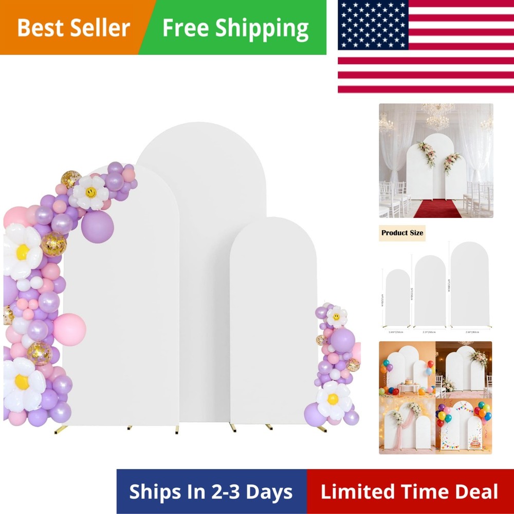 Set of 3 Wedding Arch Cover Spandex Fitted Stretchy Arch Stand Covers,2-Sided…