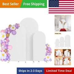 Set of 3 Wedding Arch Cover Spandex Fitted Stretchy Arch Stand Covers,2-Sided…
