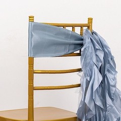 5 DUSTY BLUE Curly Willow Chiffon Satin CHAIR SASHES Party Event Decorations