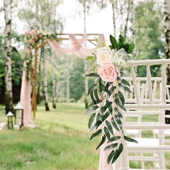 Hoteam 16 Pcs Wedding Aisle Decorations for Wedding Ceremony Pew Artificial F…