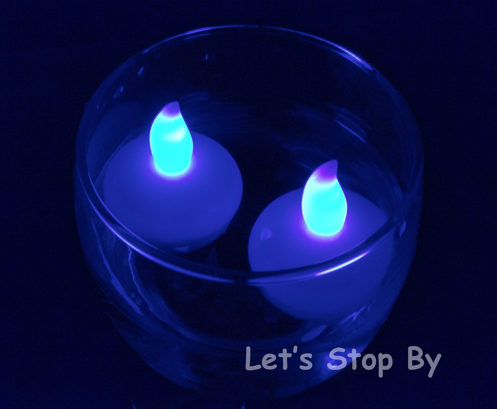 12 LED PURPLE Floating Flicker Tea Candle Waterproof Wedding Centerpiece Light
