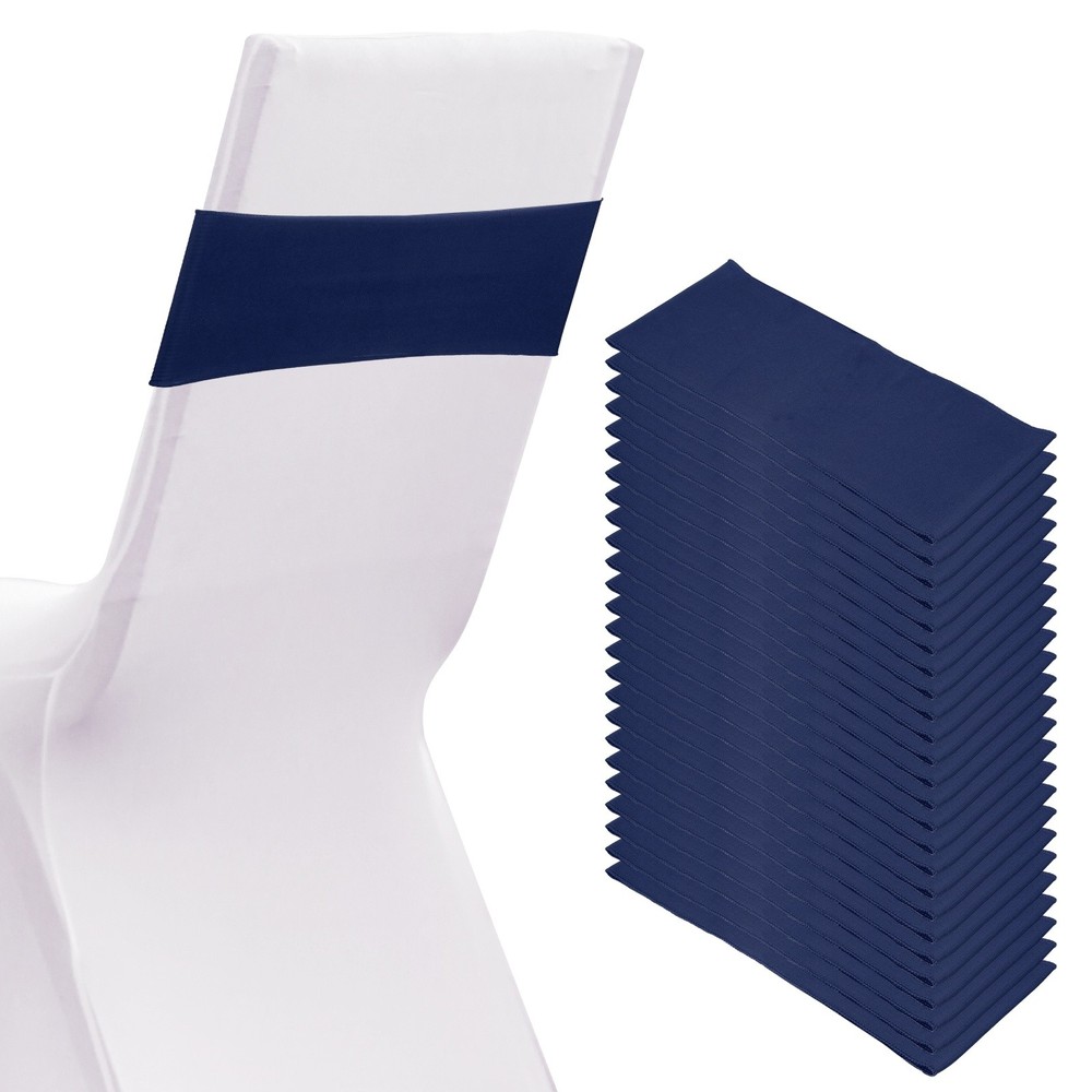25 Pcs Spandex Chair Sashes Bows with Slider Buckle, Dark Blue
