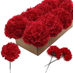 Larksilk Burgundy Carnations, Fake Flowers, 100 Pack for Events, Weddings, DIY