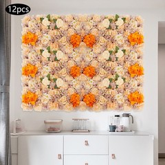Wall-Mounted 12 Pieces Artificial Flower Wall Panels for Wedding Party Backdrops