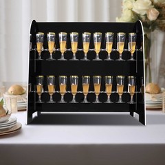 Black 25″ Foam 2-Tier Wine Glass Rack Champagne Flute Holder Stand Events