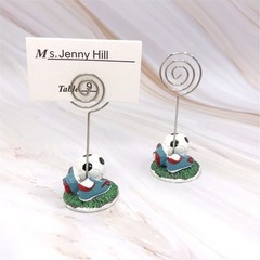 2Pcs Football Shape Place Card Holder With Resin Base Decorative Note Holder