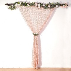 8ft x 8ft Rose Gold Tulle Backdrop CURTAIN Drape Panel Embroidered Sequins Event