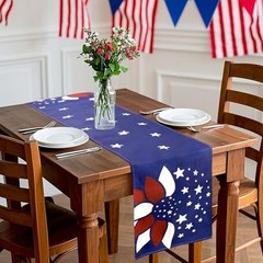 Patriotic Table Runner Memorial Day 4th of July Table Runners Stars and Rose