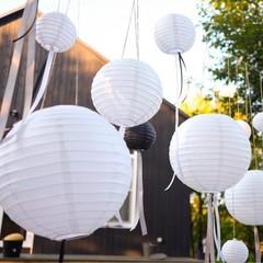 Paper Lanterns Decorative, White Hanging Round Chinese Lanterns with Lights f…