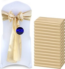 100 Champagne Gold Satin Chair Sashes Silky Sateen Chair Bow wedding party décor