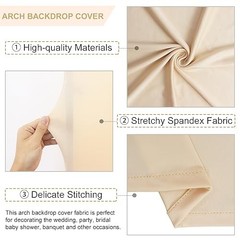 Spandex Arch Cover Set of 2 Arch Covers Stretchy Backdrop 6FT, 7.2FT Beige