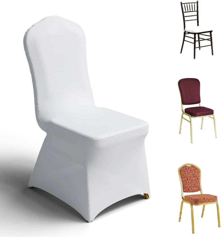 Spandex Banquet Chair Covers 100 Pcs White for Wedding Party | Stretch Polyester