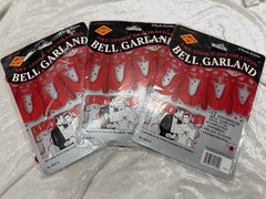 Vintage 90s Beistle Lot of 3 Wedding Bell Garland 12 Ft Westminster 3D Red Bells