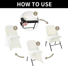 20Pack Ivory Spandex Folding Chair Covers in Stretch Washable Fabric for Wedding