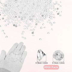 9000-Pack Fake Diamonds Crystal, 4.5mm Mini Clear Acrylic Gems [Clear]