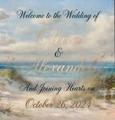Beach Wedding Welcome Sign, Coastal Oceanside Landscape Canvas, Tropical