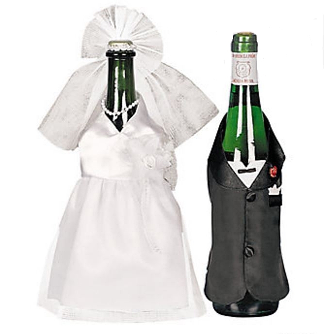 Bride and Groom Wine Bottle Cover, for Marriage Wedding Reception, Decorations
