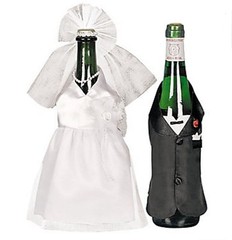 Bride and Groom Wine Bottle Cover, for Marriage Wedding Reception, Decorations