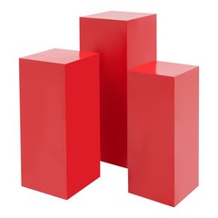 3PCS Metal Display Pedestal Stand Red Display Pillars for Birthday Party Wedding