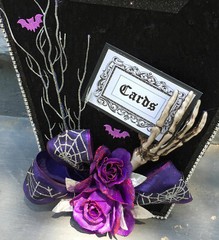 Halloween Wedding card box,coffin,skull,black,gothic,fabric,personalized,purple
