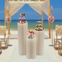 3x Foldable Cardboard Flower Stands Columns Wedding Decor Display With PVC Plate