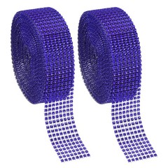 2 Roll 1.5″x20 Yard Crystal Rhinestones Mesh Ribbon Blue (4mm)