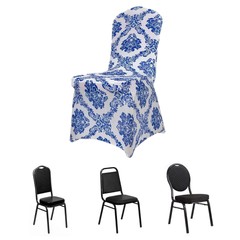 Royal Blue Damask Spandex Banquet CHAIR COVERS Wedding Supplies Event Home