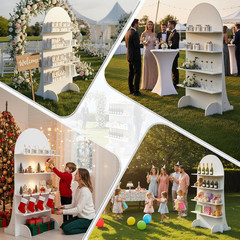 6FT Wooden Wedding Gift Display Arch, Original Design 4-Tier Champagne Wall | Pa