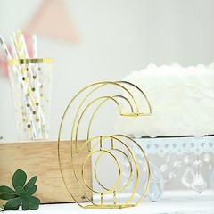 GOLD 8″ tall 3D Metal Wire Number 6 Party Wedding Reception Backdrop Supplies