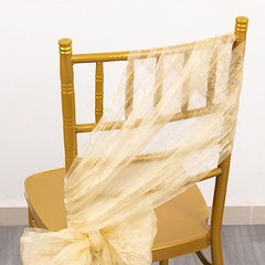 5 CHAMPAGNE Sheer Crinkled Organza CHAIR SASHES Party Events Home Decorations
