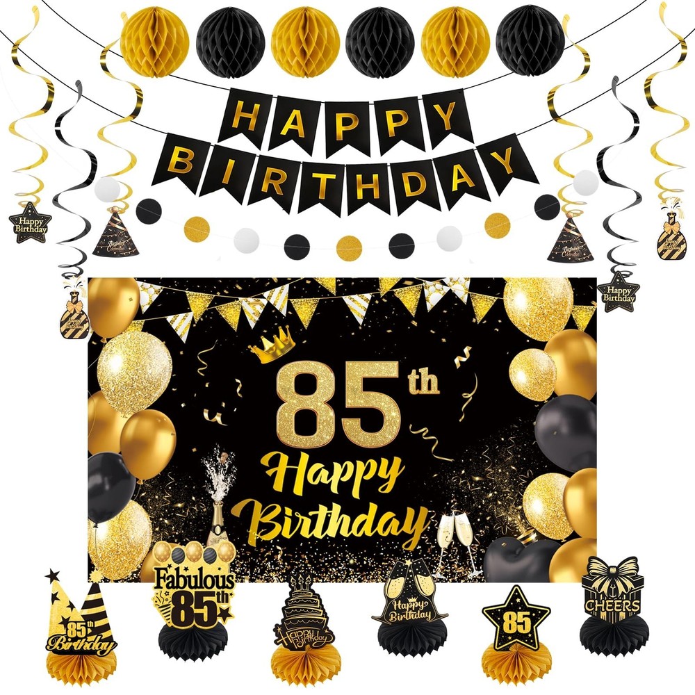 Happy 85th Birthday Party Decoration: Including Birthday Banner Backdrop, Par…