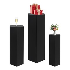3pcs Hexagonal Display Stand 60/75/90cm Black Exhibitions Wedding Pedestal Stand
