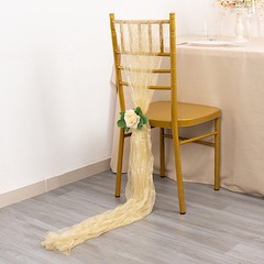 5 CHAMPAGNE Sheer Crinkled Organza CHAIR SASHES Party Events Home Decorations