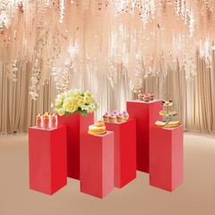 6* Red Display Pedestal Stands Cuboid Cake Flower Decor Display Holder Load 50kg