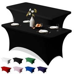 Trlyc 2 Pack 6FT Spandex Table Cloth – 72 x 30 Inch Rectangular Stretch Table…
