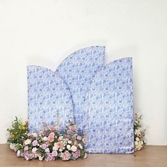 3 Satin Chiara Wedding Arch Backdrop with Floral Print STAND COVERS Set Party